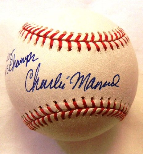 Charlie Manuel Autographed Official Major League Baseball W/PROOF, Picture of Charlie Signing For Us, 