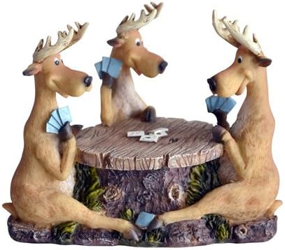 Deer Playing Poker Figure, 6.25-inch