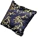 Asian inspired navy blue and gold pillow, plum blossoms