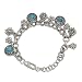 8-Inch Silver Heavy Flower Pendant Turquoise Link Bracelet Chain Jewellery - Silver