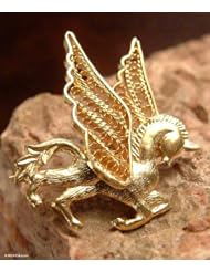 Gold plated filigree brooch, Pegasus