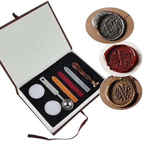 CYNDIE Hot Sale New Vintage Alphabet Initial Letter Badge Wax Seal Stamp w Wax Kit Set Letter A Z M