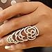 Susenstone®Hollow Metal Crystal Rhinestone Knuckle Rings Finger Joint Ring