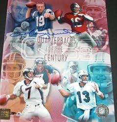 Johhny Unitas Autographed Baltimore Colts 8x10 Photo (with Dan Marino, Joe Montana, and John Elway)