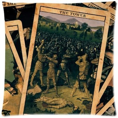 Cards Tarot Divination Witch Halloween Custom Cotton Square Throw Pillow Case Cushion Case In Size 16 * 16 Inch (Tow Sides)