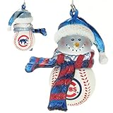 Chicago Cubs MLB Striped Acrylic Snowman Ornament (3)