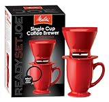 Melitta Ready Set Joe's Red Cone Filter Holder with Red Ceramic Mug Set (Pack of 4)