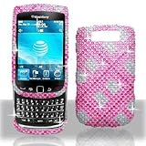 Premium - Blackberry 9800/Torch Full Diamond Hot Pink Plaid Cover - Facepla ....