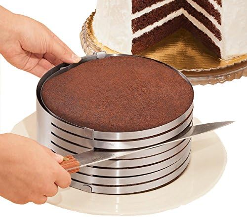 MarxHousehold Adjustable 6" to 7.8" Stainless Steel Layer Cake Slicer Kit Mousse Mould Slicing Cake
