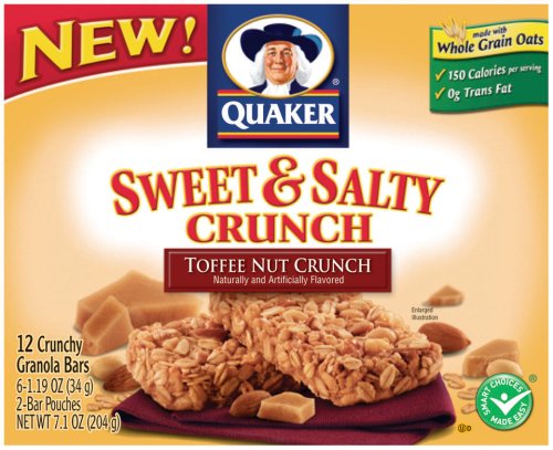 Quaker Sweet & Salty Crunch Toffee Almond, 6-Count Boxes (Pack of 12) by Quaker
