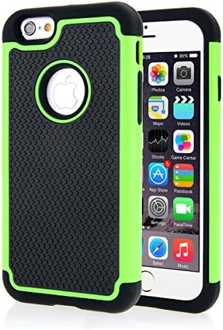 Deego [Active Armor]Football-Sports Collection/Black iPhone 6/6S Case PC TPU Silicone Hybrid Phone Protector Cover for APPLE iPhone 6 6S (4.7 inch) (green)