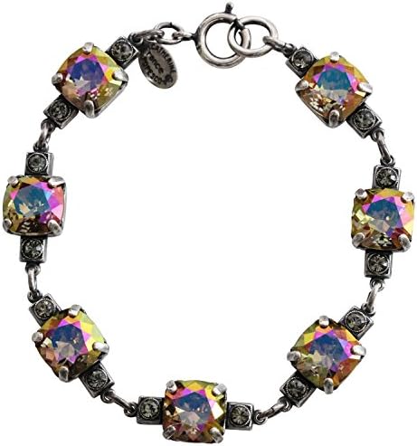 Catherine Popesco Silvertone Crystal Square Bracelet, 7.5" Purple Haze 1695B