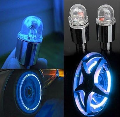 Czluo 1 Pair LED Cycling Bike Bicycle Neon Car Wheel Tire Valve Caps Wheel Lights cheapness Blue one size