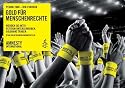 Gelbes sportliches Schweissband Schwei&szlig;armband mit dem Claim &acute;Gold f&uuml;r Menschenrechte&acute; und dem neuen Amnesty-Logo. &copy; Amnesty 2007 Der ges. Erl&ouml;s geht an amnesty international