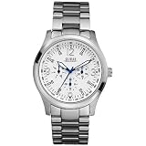 Guess Mens U11649G1 Silver Stainless-Steel Analog Quartz Watch with White Dial