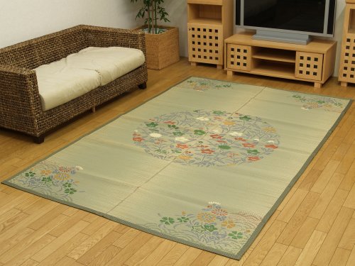 アウトレット国産花ござカーペット(敷詰めタイプ) 『夏草(なつくさ)』 サイズ：江戸間2畳(約174×174cm)(#4121801*)【アウトレット品】【少々難あり商品】【在庫限り！】 