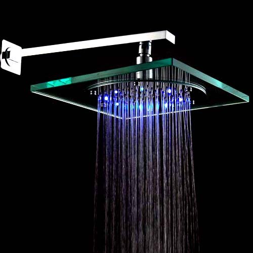 LightInTheBox 8 Inch Wall Mount Square Rainfall Showerhead with Build-in LED Light, Glass with Chrome Finish LightInTheBox 8 Inch Wall Mount Square Rainfall Showerhead with Build-in LED Light, Glass with Chrome Finish
