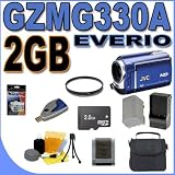 JVC Everio GZ-MG330 Camcorder 30GB Hard Drive 35x Optical Zoom (Blue) 2GB MicroSD Memory Card - Extra Rechargeable Battery - Rapid External Charger - UV Filter - GZMG330A BigVALUEInc Accessory Saver Bundle + MORE