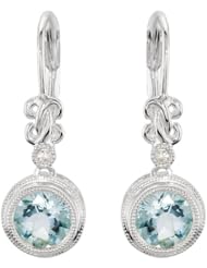 14K White Gold Aquamarine and Diamond Earrings -- LIFETIME WARRANTY