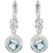 14K White Gold Aquamarine and Diamond Earrings