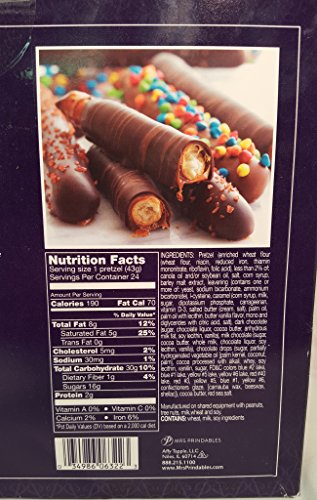 Mrs. Prindables Box of 24 Chocolate Dipped Caramel Pretzel Rods Food ...
