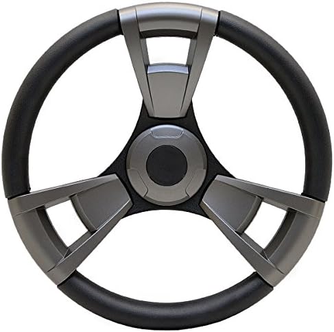 Godfrey Pontoon Black / Charcoal Vinyl 3 Spoke 13 3/4 Inch Boat Steering Wheel
