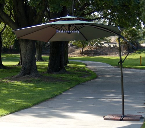 Solid 2-Tier Green 10 Feet Adjustable Offset Outdoor/backyard/patio/pool/market Umbrella