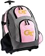 Georgia Tech Rolling Backpack Deluxe Pink Yellow Jackets Logo - Backpacks Bags with Wheels or School Trolley Carry-On Bags - Unique Wheeled Gifts for Girls Ladies- CUTE!