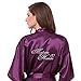 Joytton Women's Satin Kimono Robe with Embroidered Matron of Honor Short