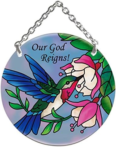 Joan Baker Designs SC241 Blue Hummingbird Decorative Glass Piece, 3.5-Inch