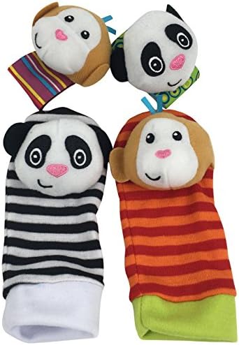 4 x Baby Infant Soft Toy Wrist Rattles Hands Foots finders Developmental