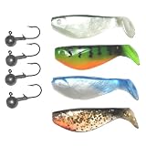 Gummifisch Sortiment Barsch Forelle, 4 Gummifische 6,0cm + Haken