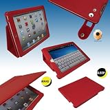 iGadgitz 'Portfolio' Red PU Leather Case Cover for Apple iPad 2. With Unique Lens Protection System and Smart Cover Sleep Function + Screen Protector