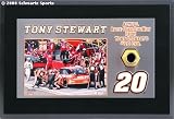 Tony Stewart Race Used Lug Nut Plaque With Action Photo