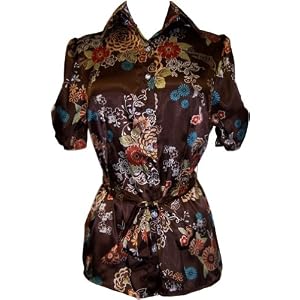 Floral Print Satin Belted Top