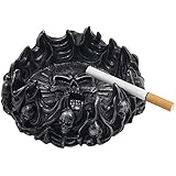 Decorative Skulls and Crossbones in Flames Ashtray for Spooky Skeleton Halloween Decorations or Medieval Art Figurines & Gothic Home Decor As Scary Fantasy Gifts