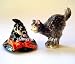 Fitz & Floyd Halloween Witch Hat and Black Cat Salt & Pepper Shakers