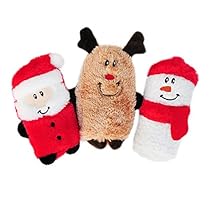 ZippyPaws Holiday Squeakie Buddies Squeaky No Stuffing Plush Dog Toy, 3-Pack
