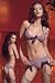 Leg Avenue 3Pc. Lycra Striped Bikini Top, Garter Belt & G String