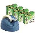 Scotch DB4 Dune Magic Tape Dispenser - Blue - Weighted Base - with 4 Refill Rolls 19 mm x 33 m