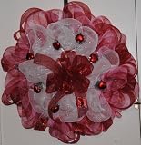 Deco Mesh Valentine Wreath-red and White Mesh with Red Hearts