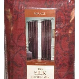Mirage 100% Silk Lined Drapery Pair Drapes 84 x 108 Cranberry - Burgundy - Red