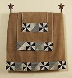 IHF 2 Piece Decorative Bath Towel Set for Sale Pinwheel Black Set of 2.