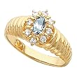 14K Yellow Gold Sky Blue Topaz and Diamond Ring