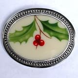 Broken China Jewelry Lenox Holiday Holly Sterling Pin Brooch