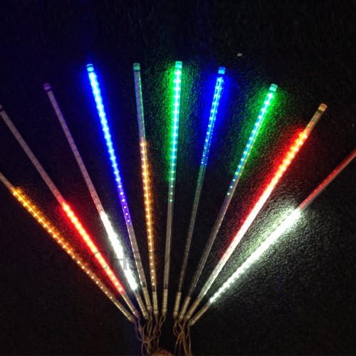 Set of 10, RGB 12V LED Meteor Shower Lights - Double Sided 30cm(11.8'')/36LEDs for Wedding Party Christmas Holiday Garden Decoration - 5 Colors Changing - Waterproof MSL-03