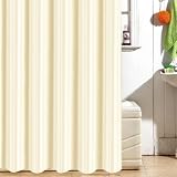 Satin Stripe Soft Polyester Fabric Shower / Bath Curtains With Hooks, Cream