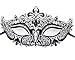 Signstek Glossy Metal Filigree Phantom Half Eye Mask for Venetian Masquerade (Black/Clear Stones)