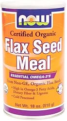 NOW Foods Organic Flax Meal,  18 Ounce Fiber Can (Pack of 4)