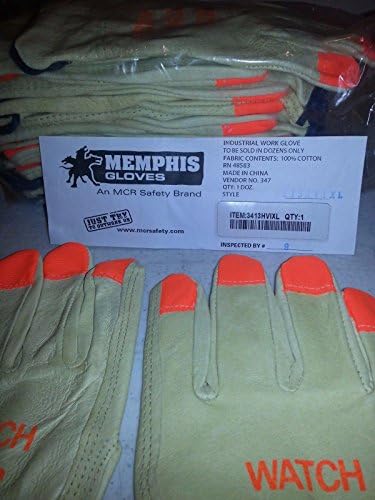 Grain Pigskin Leather work gloves Premium Leather, Size Extra Large (Value Pack: 12 pairs)
